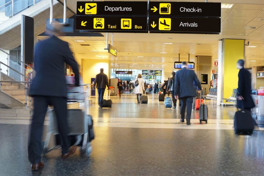 Busy airport with passengers